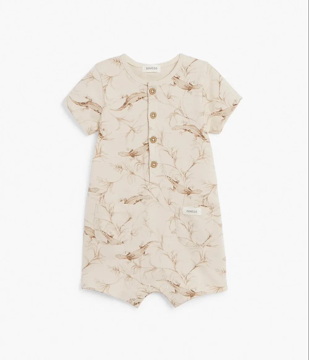 Newbie Romper Jumpsuit Animal Printed Organic Cotton
