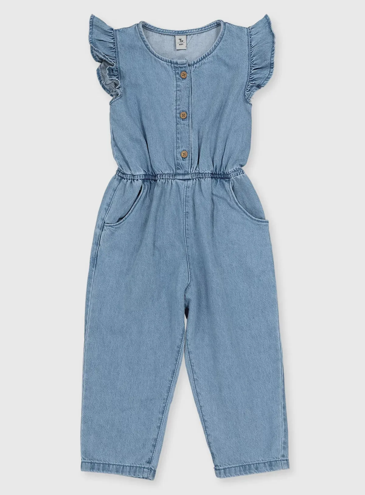 Generic Blue Girls Denim Jumpsuit