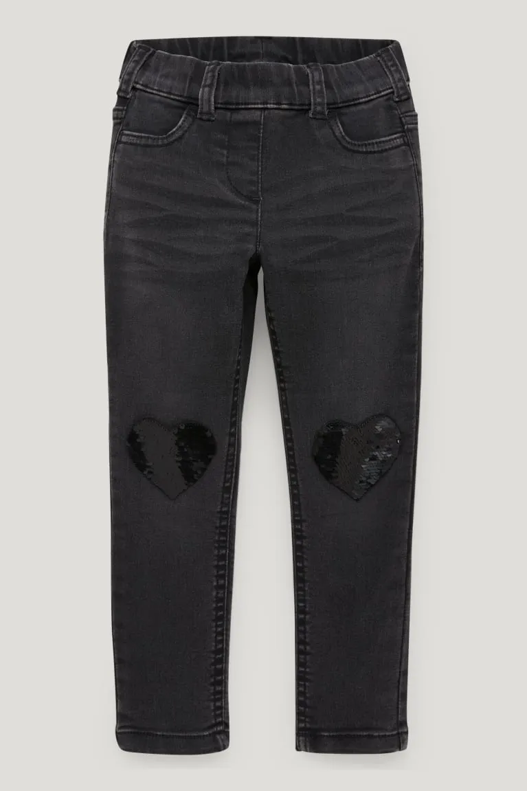 Generic Girls Jegging Shiny Black Denim