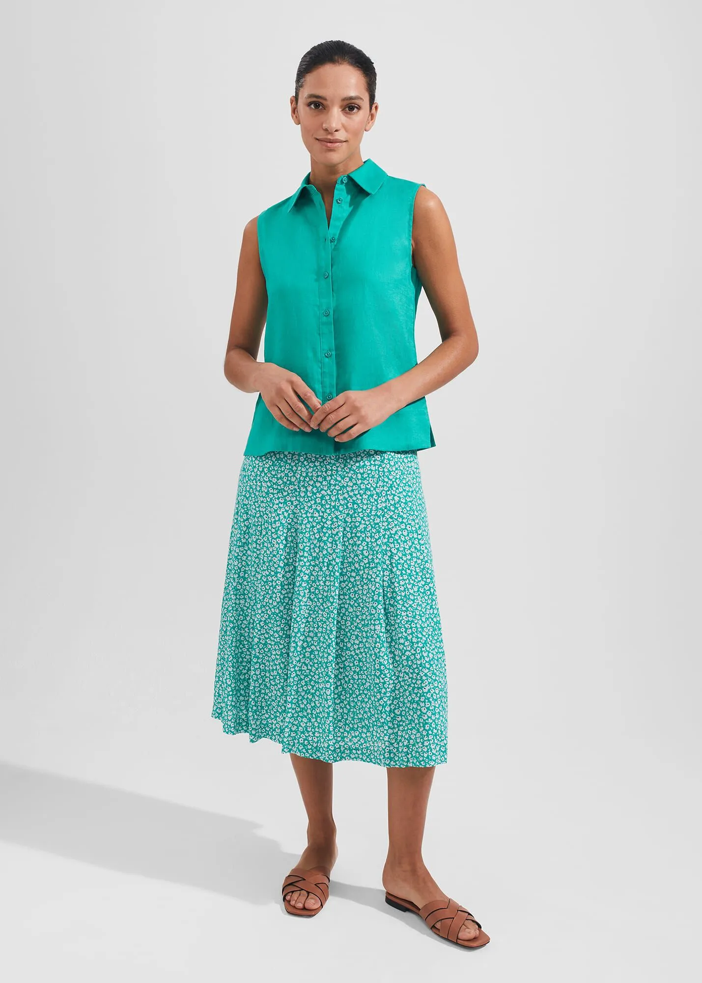 Hobbs Green Sleeveless Blouse - image 2