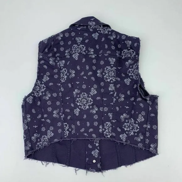 Levis Purple XL Denim Paisley Vest Distressed - image 2