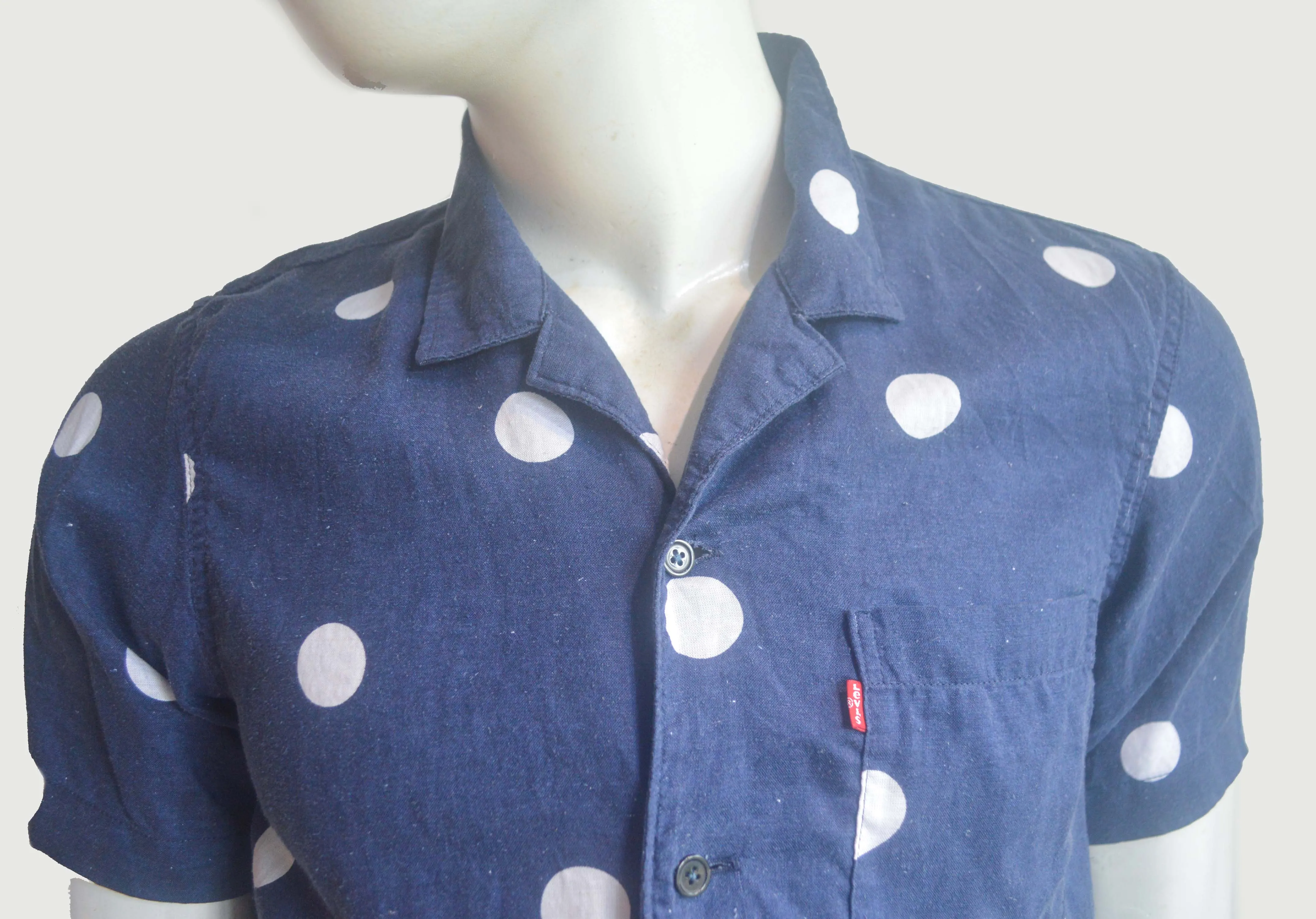 Levis Mens Shirt Linen Blue - image 1