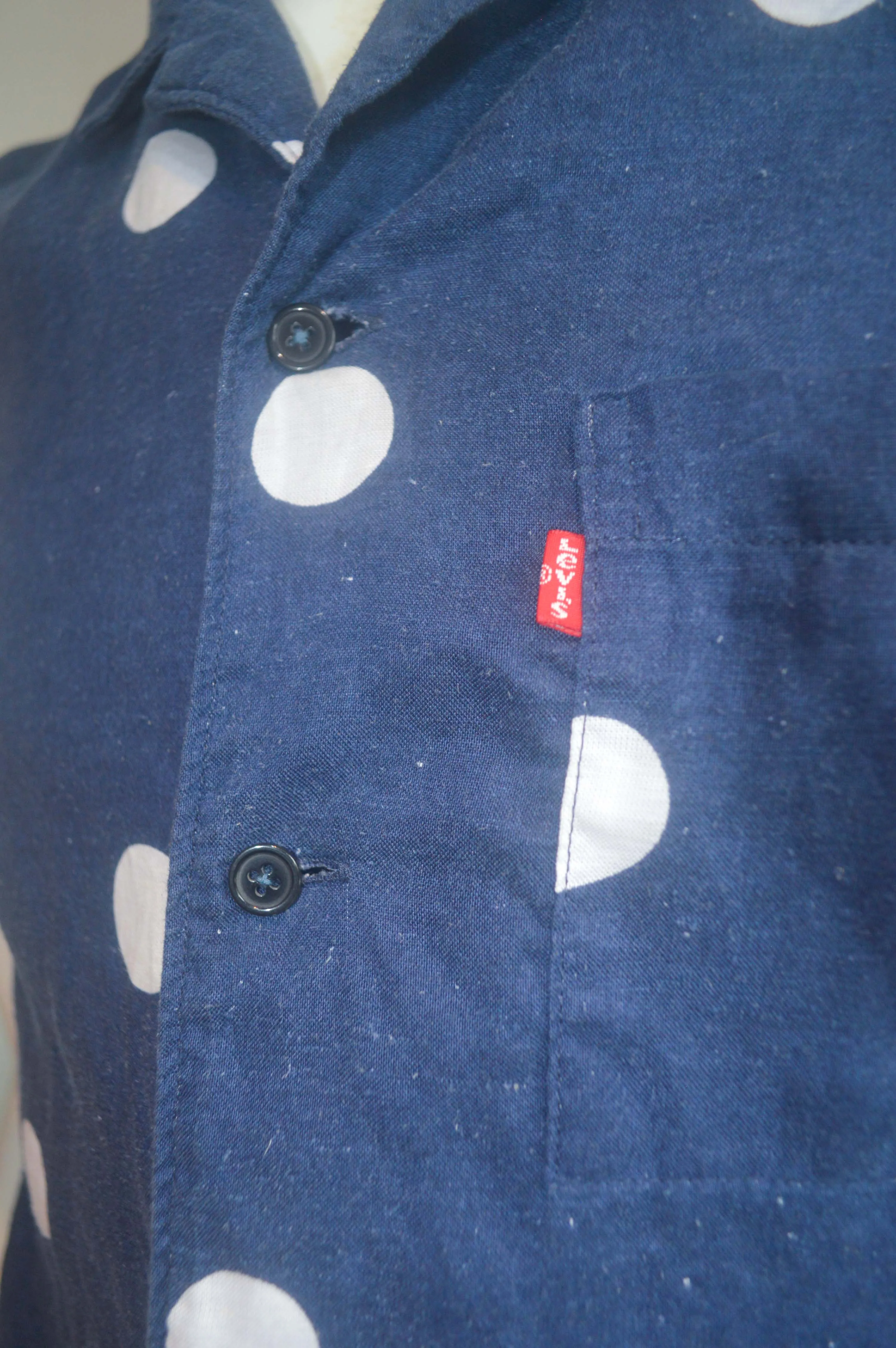 Levis Mens Shirt Linen Blue - image 5
