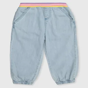 Generic Blue Light Wash Denim Rainbow Waist Joggers