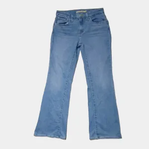 Generic High Rise Bootcut Jeans Blue Waist:32