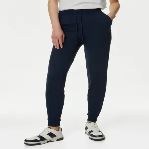 Womens Cotton Rich Cuffed Joggers Navy Blue Waist 32