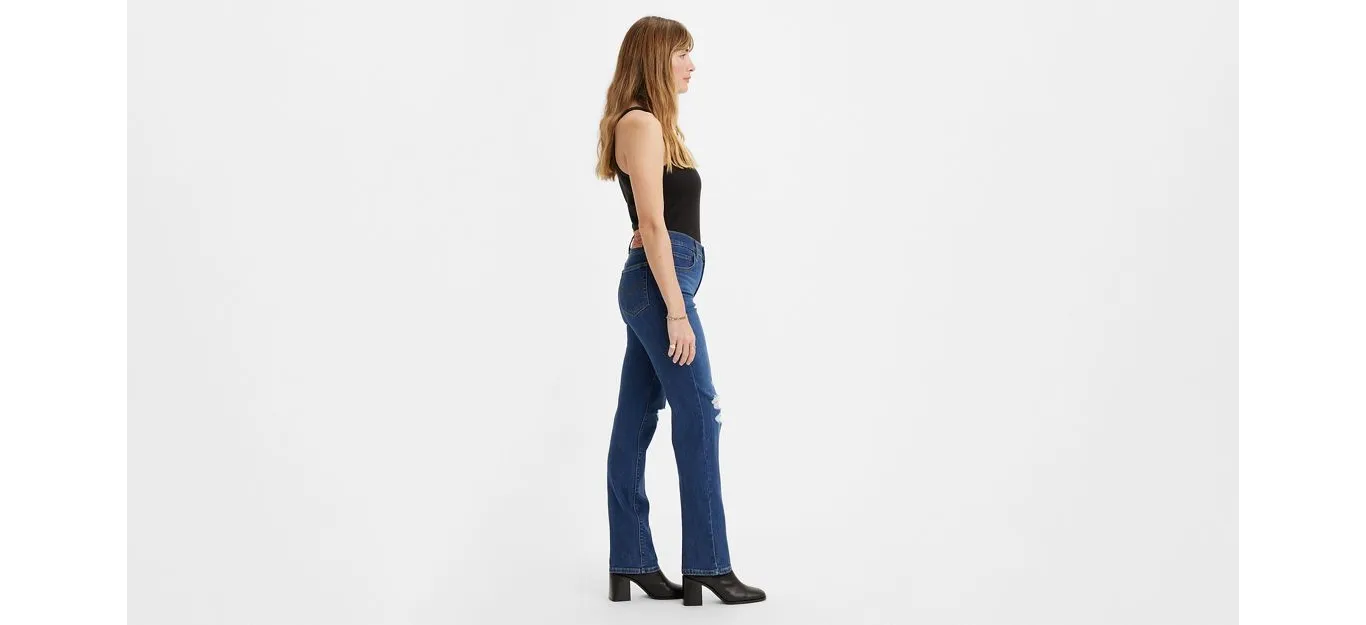 AG High Rise Slim Straight Womens Jeans Blue - image 3