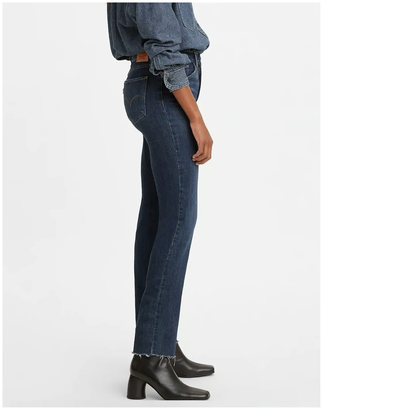 Levis 724 Womens High-Rise Straight Jeans - Dark Blue