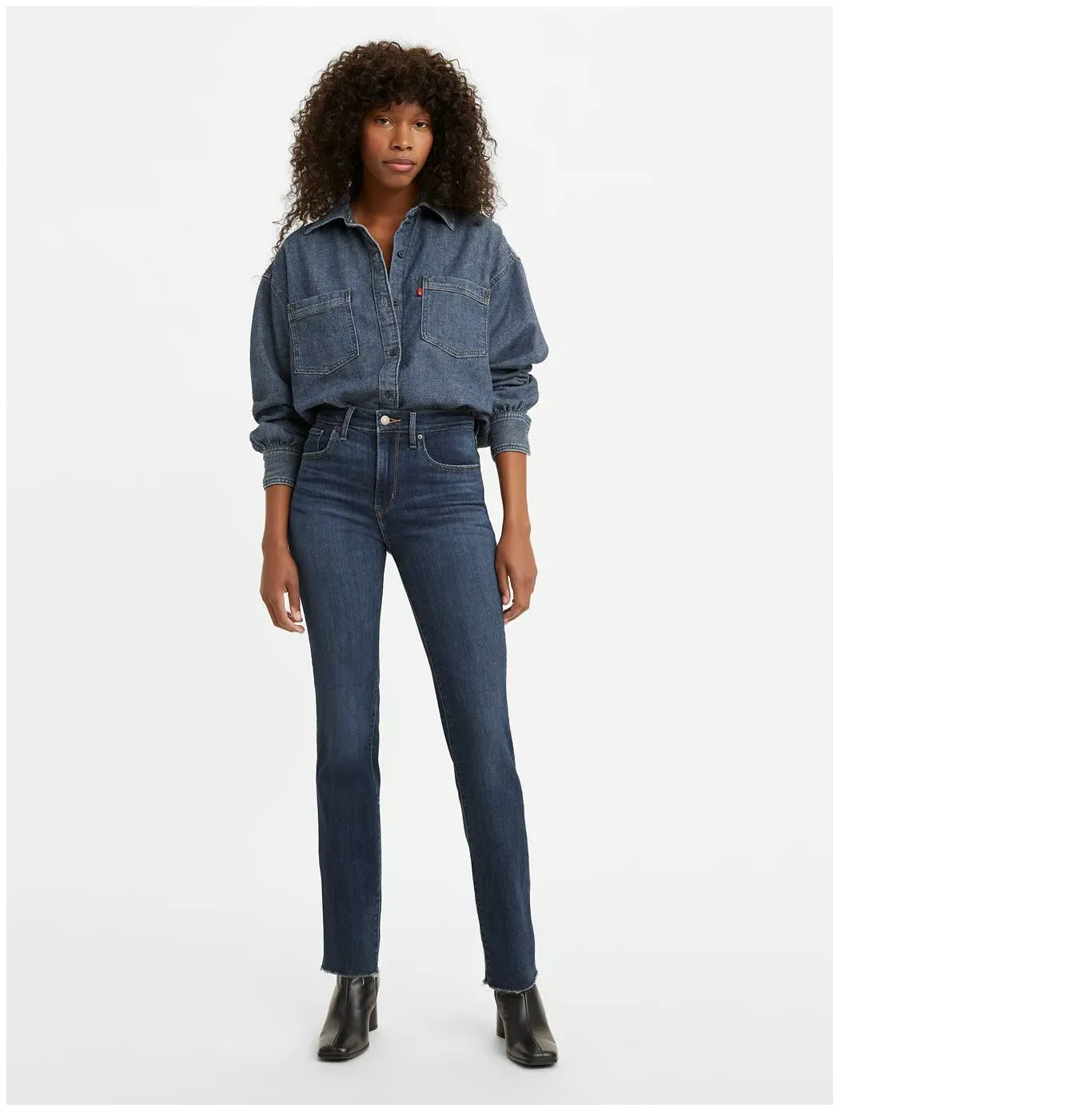 Levis 724 Womens High-Rise Straight Jeans - Dark Blue - image 3
