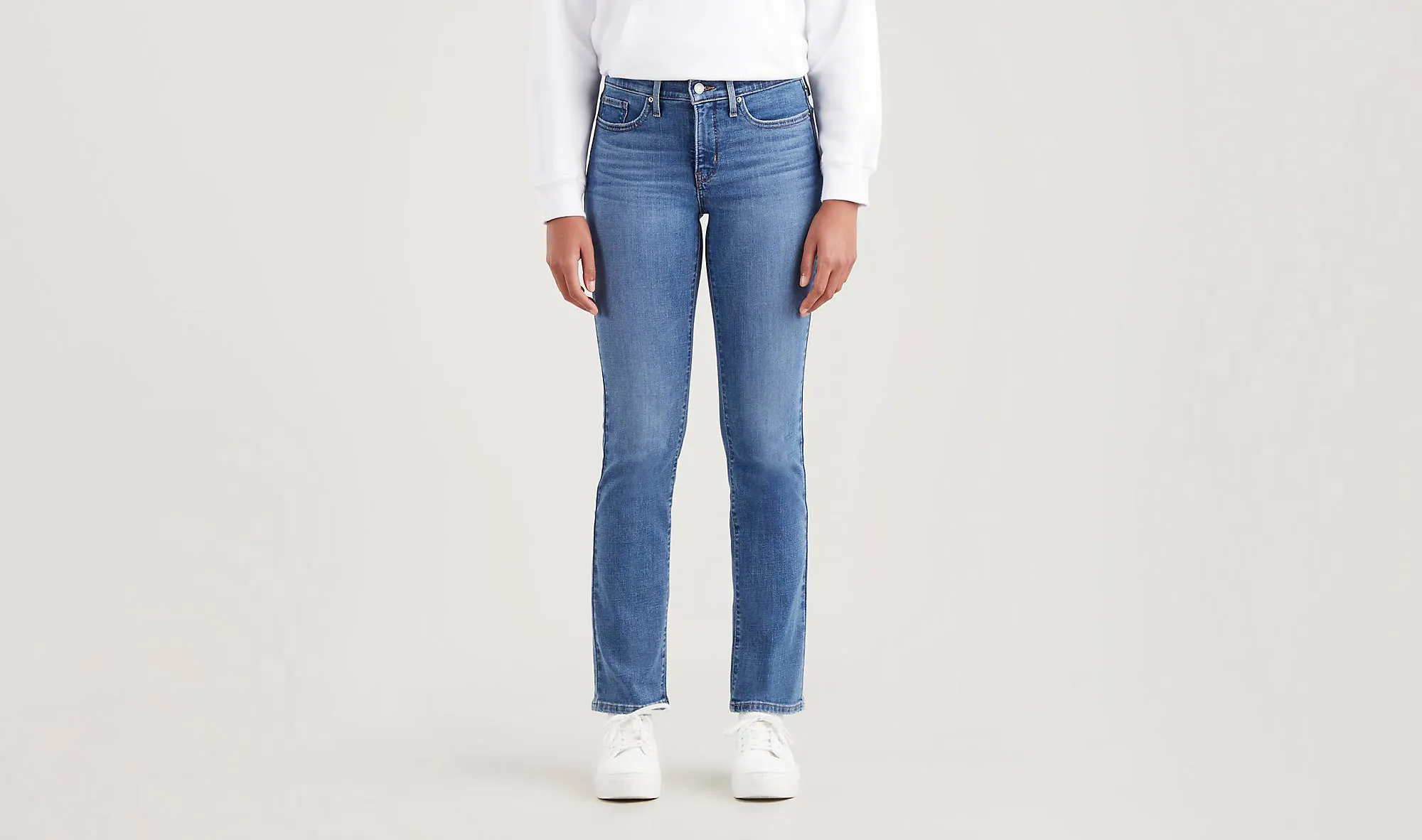 Womens Straight Jeans P005 Blue Slimming