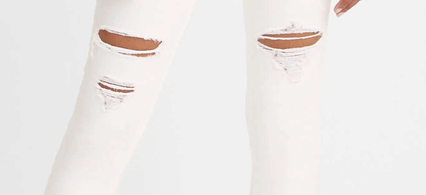 Generic High Rise Skinny Patch Jeans White Denim - image 2