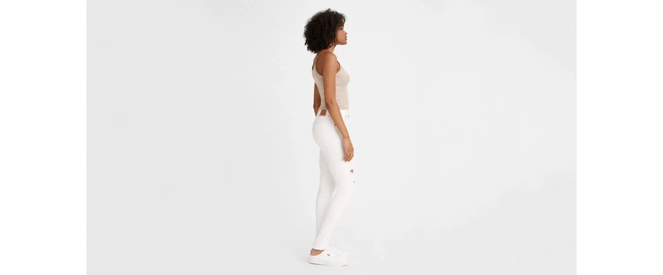 Generic High Rise Skinny Patch Jeans White Denim - image 3