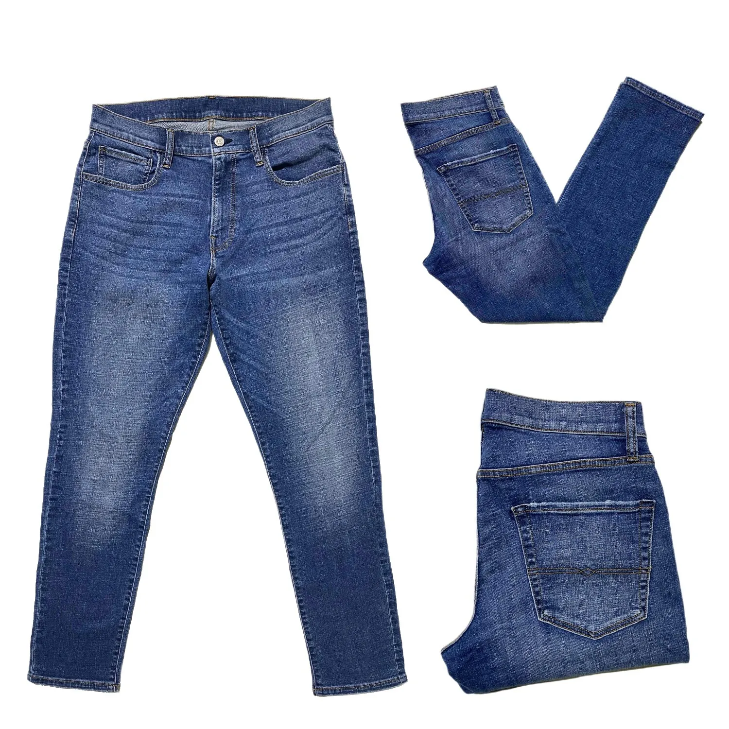 Branded Mens Denim Straight Cut Jeans Stretch Fabric - image 1