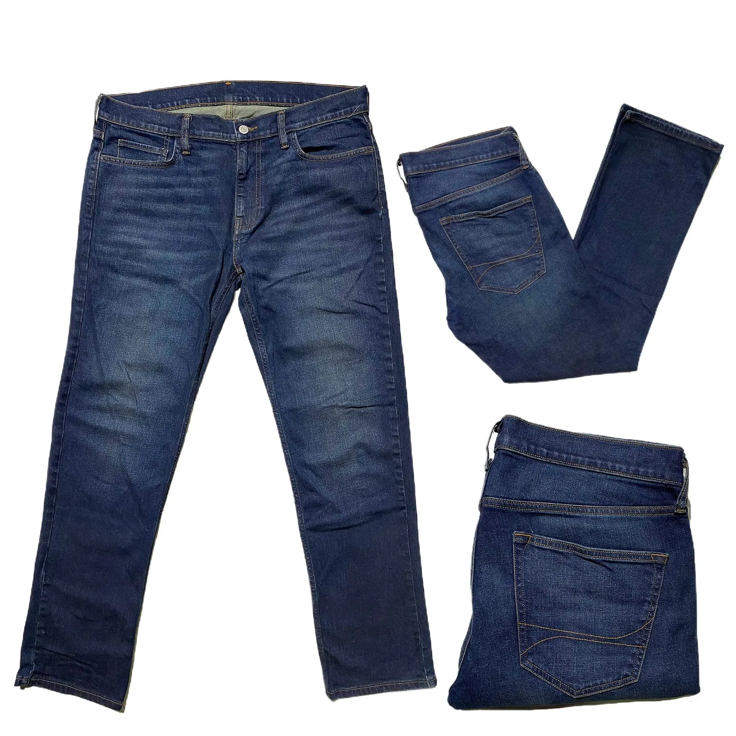 Branded Mens Blue Stretch Denim Jeans Low Waist