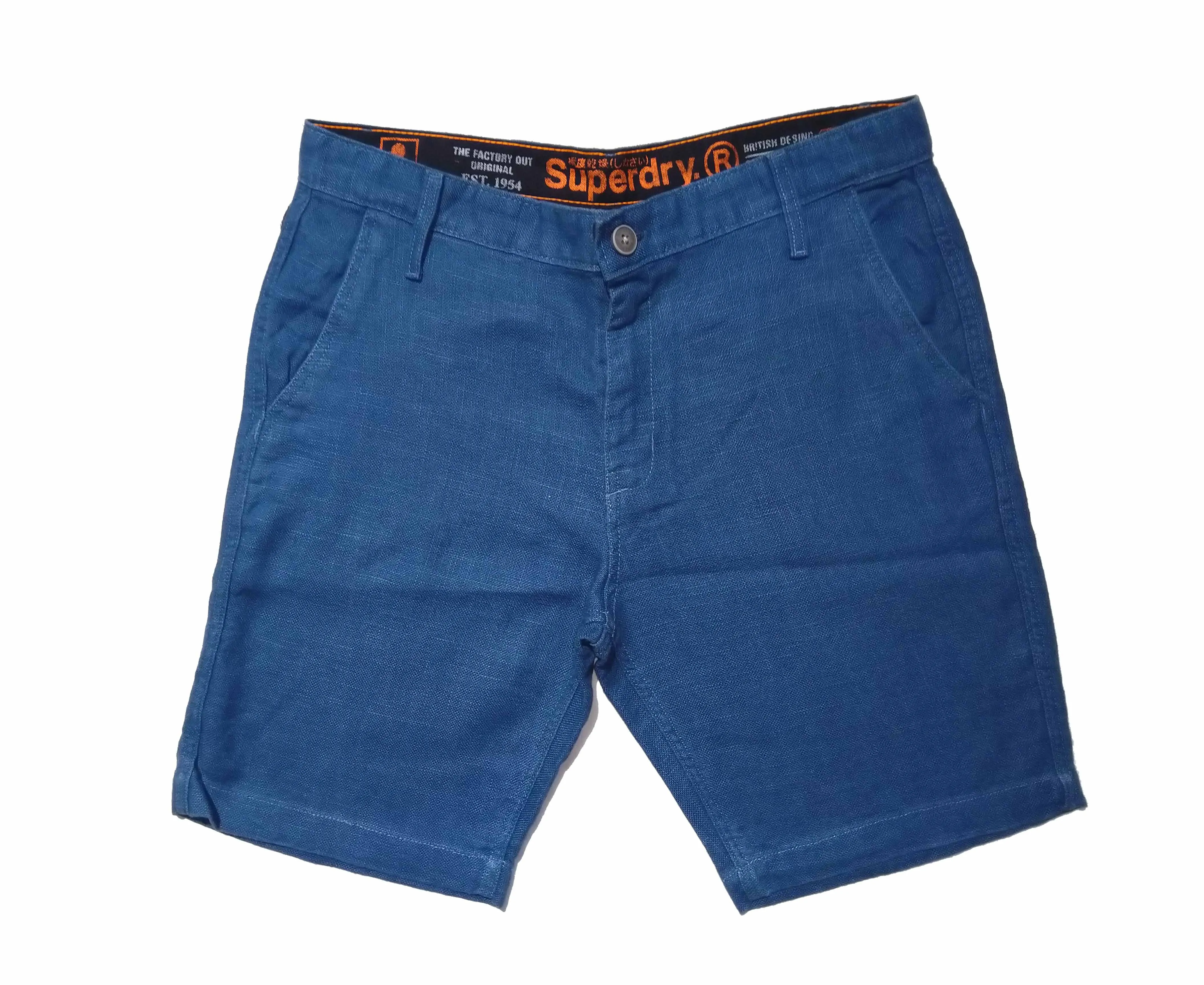 Superdry Mens Linen Short Blue Waist:36