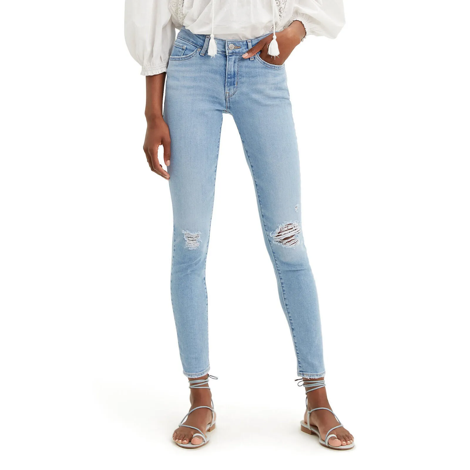 Branded Patch Denim Plus Size Light Blue - image 4