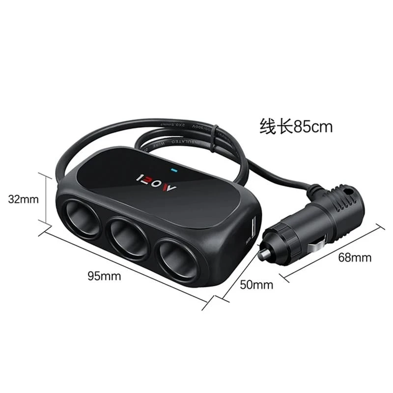 Generic 3 Way Car Lighter Socket Splitter Charger 12/24V - image 3
