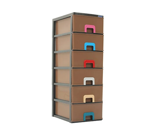 Daxer Brown 6 Drawer Plastic Cupboard