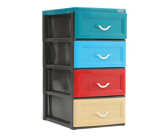 Daxer 4-Drawer Multicolour Plastic Cupboard