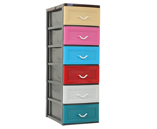 Daxer Multicolour 6-Drawer Plastic Cupboard Storage