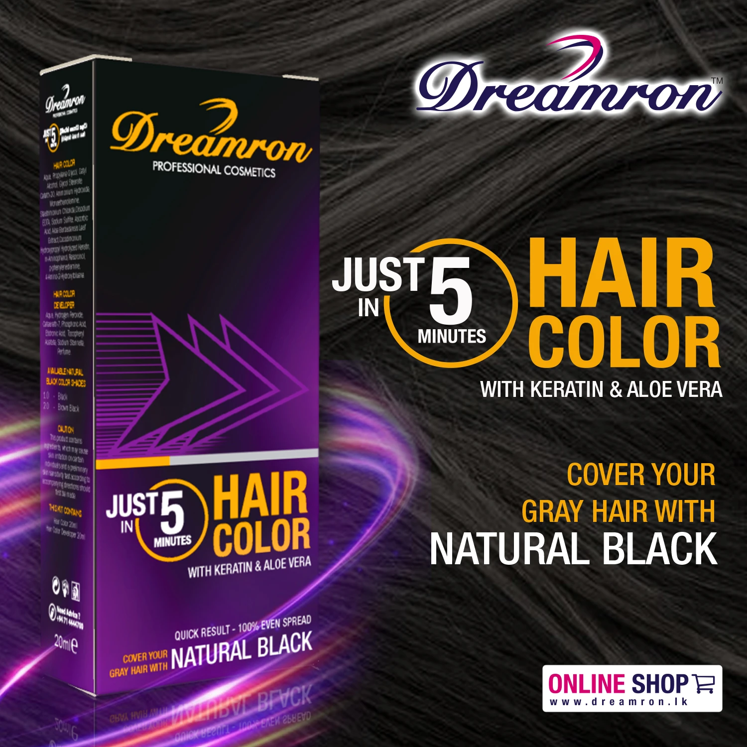 Dreamron 5 minute Hair Color Natural Black