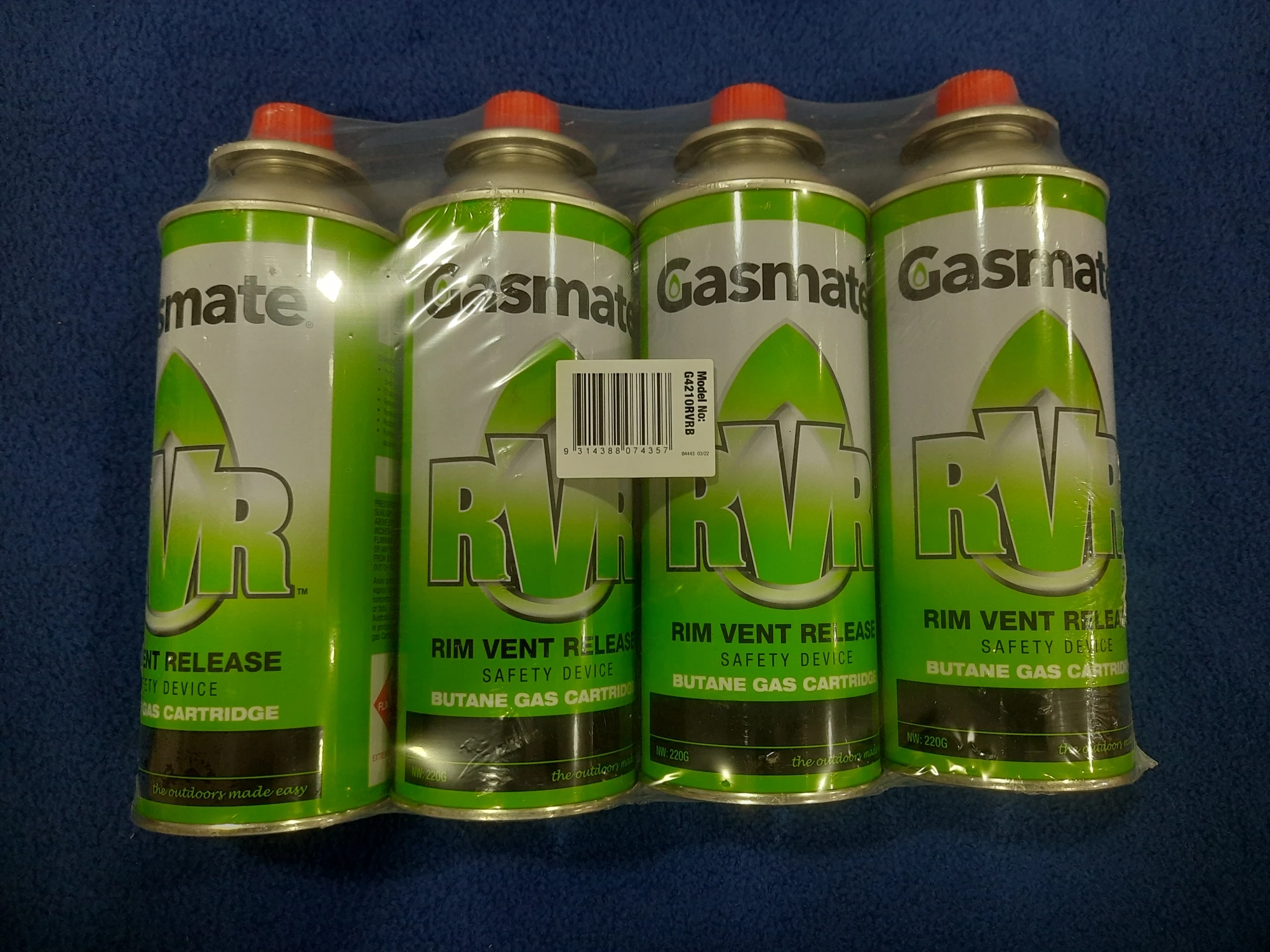Gasmate 220g Rim Vent Safety Butane Gas Cartridge 4 Pack - image 2