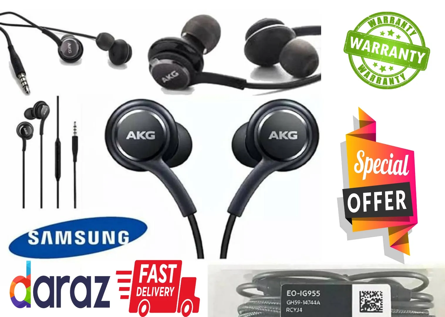 AKG Earphones Black Tangle-free Sound
