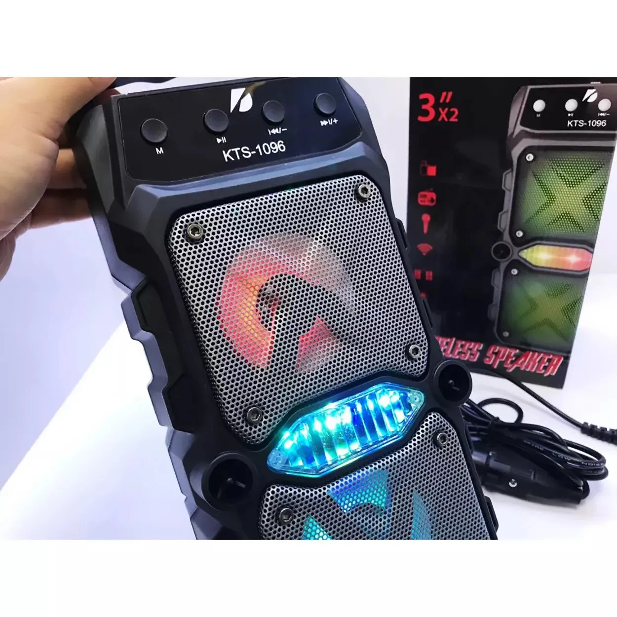 KTS KTS-1096 3*2 Inch Twin Loudspeakers Portable Bluetooth Speaker