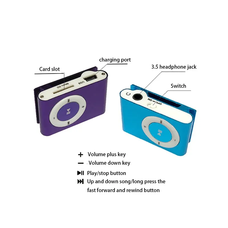 Generic 2022 New Stylish Mirror Portable MP3 Player Mini Clip - image 8