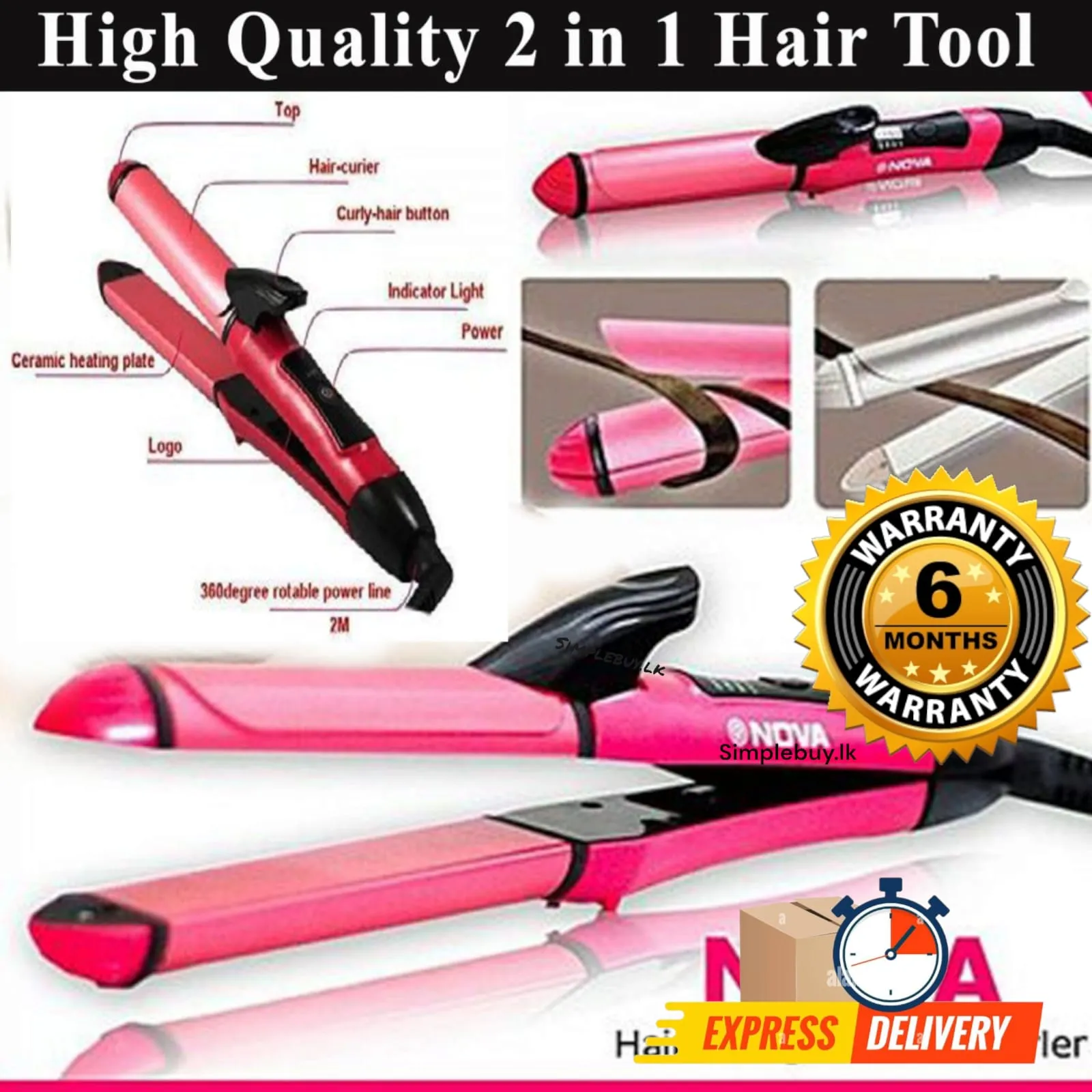 Nova 2 In 1 Hair Straightener/Curler