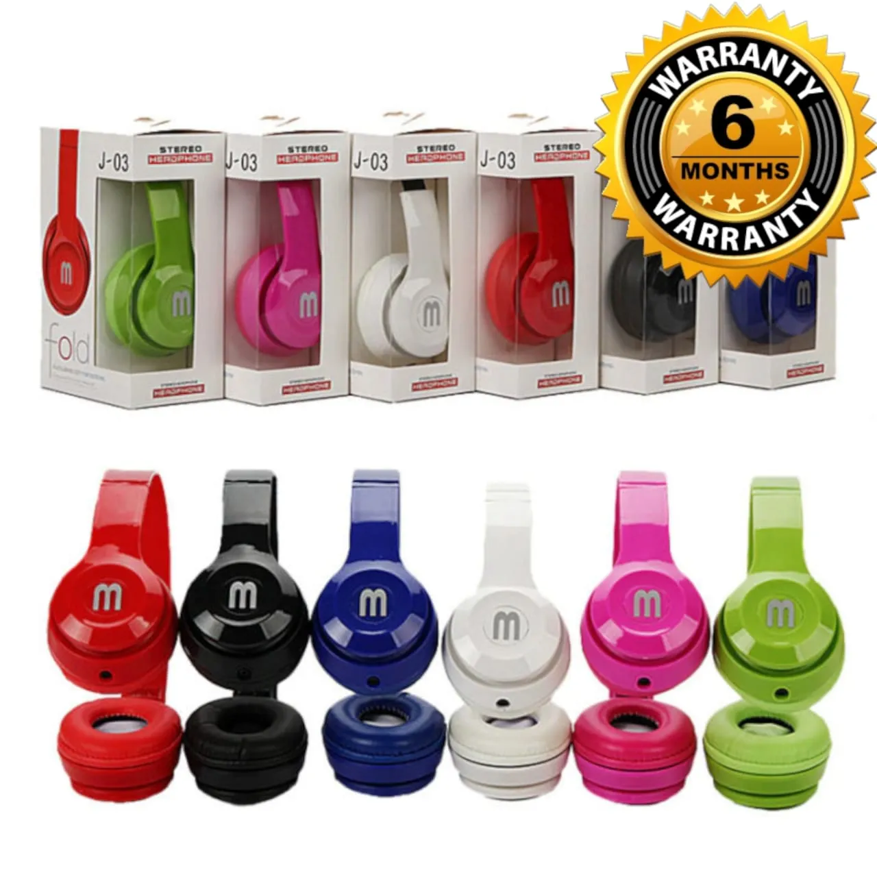 Generic J-03 Fold Stereo Wired Headset