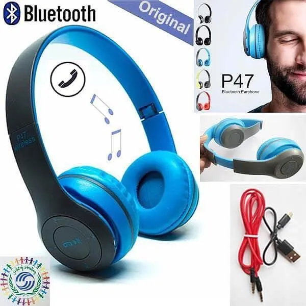 P47 Bluetooth Headphone Wireless Headband Red - image 1