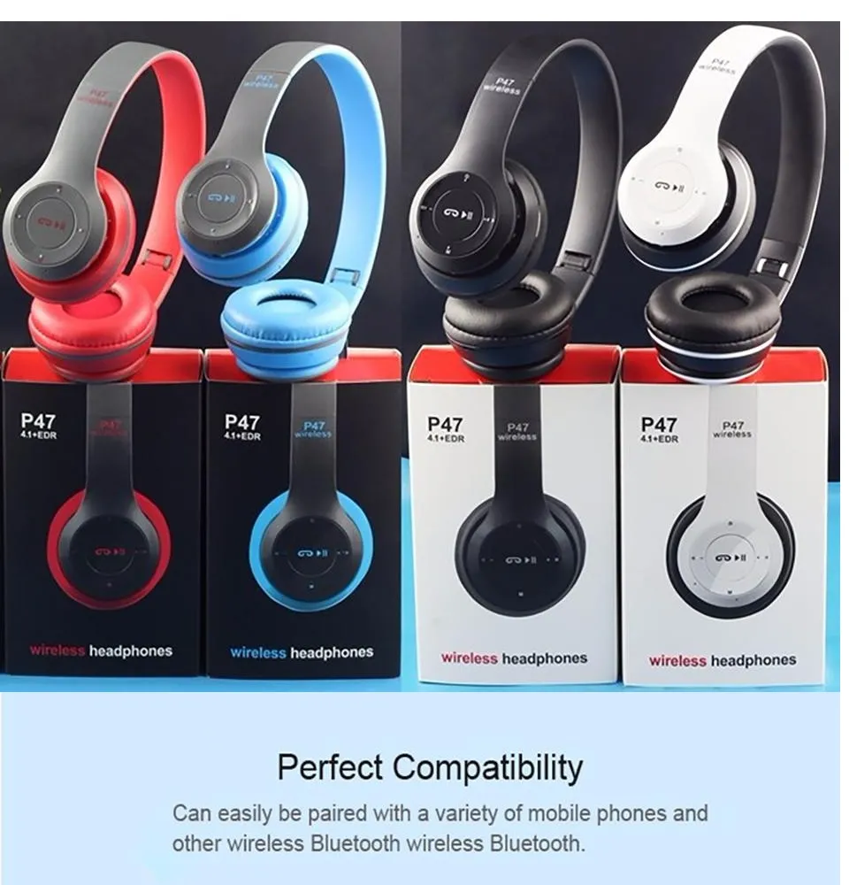 P47 Bluetooth Headphone Wireless Headband Red - image 2
