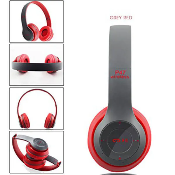 P47 Bluetooth Headphone Wireless Headband Red - image 6