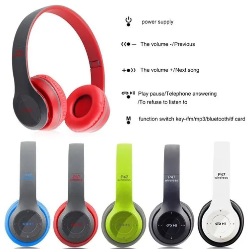 P47 Bluetooth Headphone Wireless Headband Red - image 7