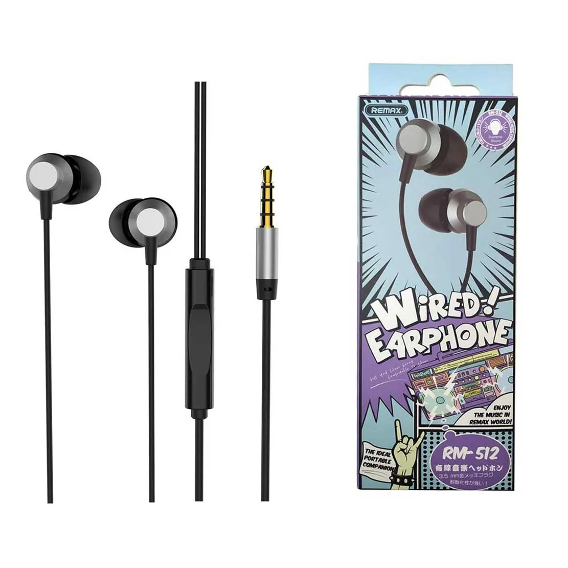 Remax RM-512 Wired Earphone HD Mic Volume Control