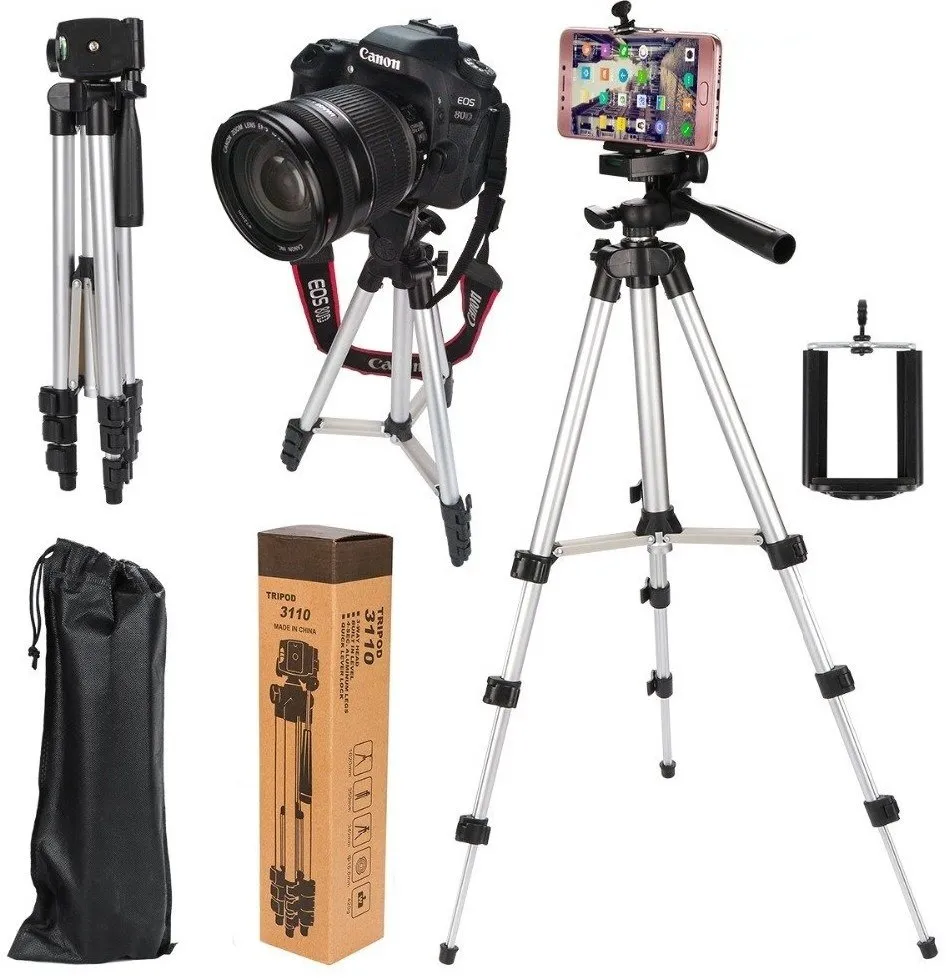 Silver 3110 Portable Tripod with Phone Holder with Bag