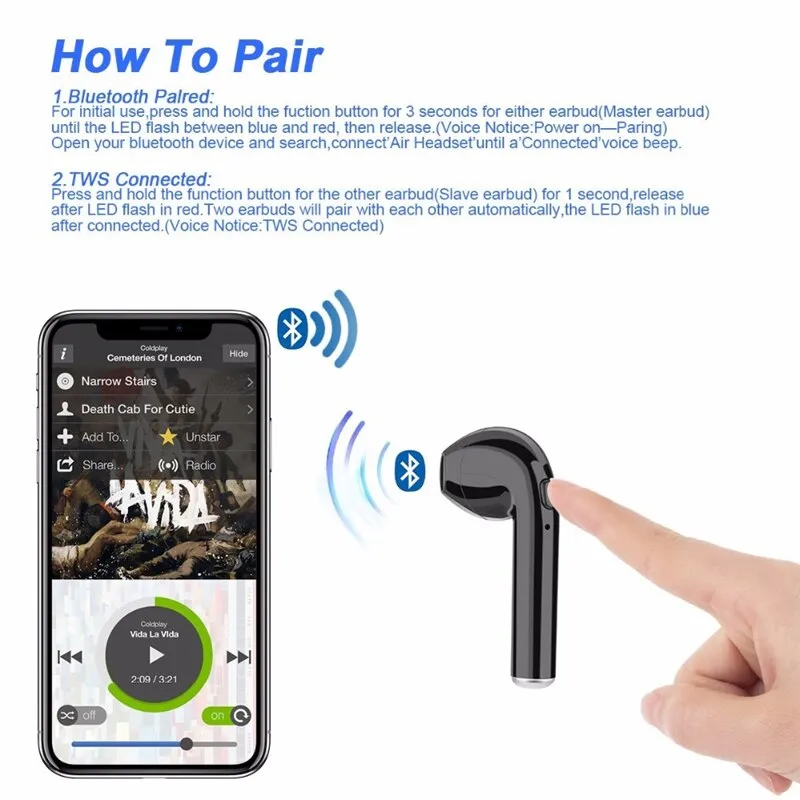 Generic i7 TWS Airpod Bluetooth Wireless Earpod Headset - image 1