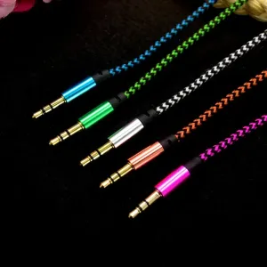 Green 3.5 Jack Audio Cable Male to Male Cloth