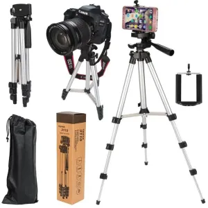 Silver 3110 Portable Tripod with Phone Holder with Bag