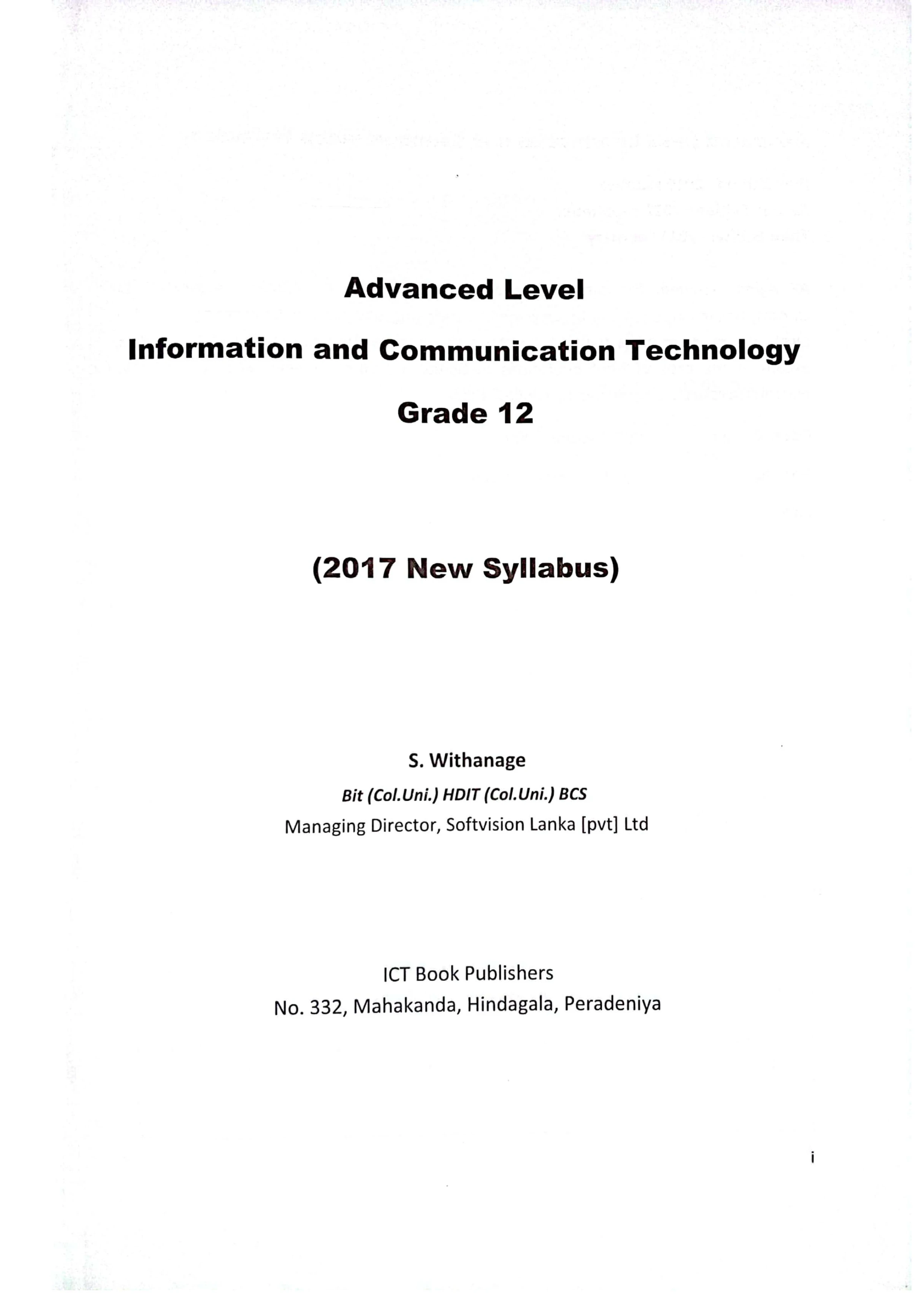 S WITHANGE A/L ICT 12th Grade English Medium 2023 - image 3