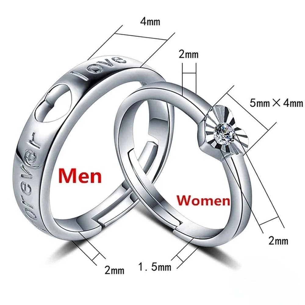 Generic Couple Rings Forever Love Heart Adjustable - image 3