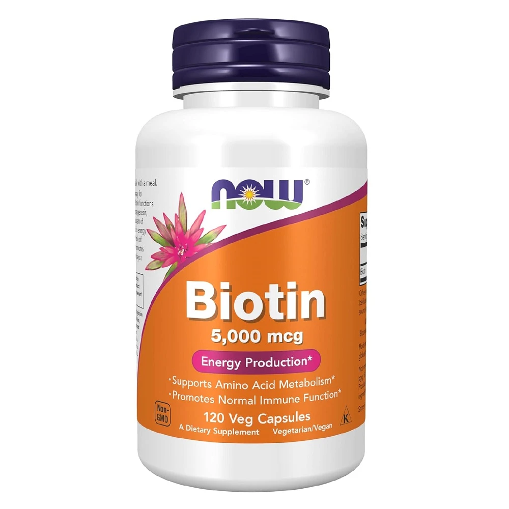 NOW Supplements Biotin 5000mcg 120 Veg Capsules
