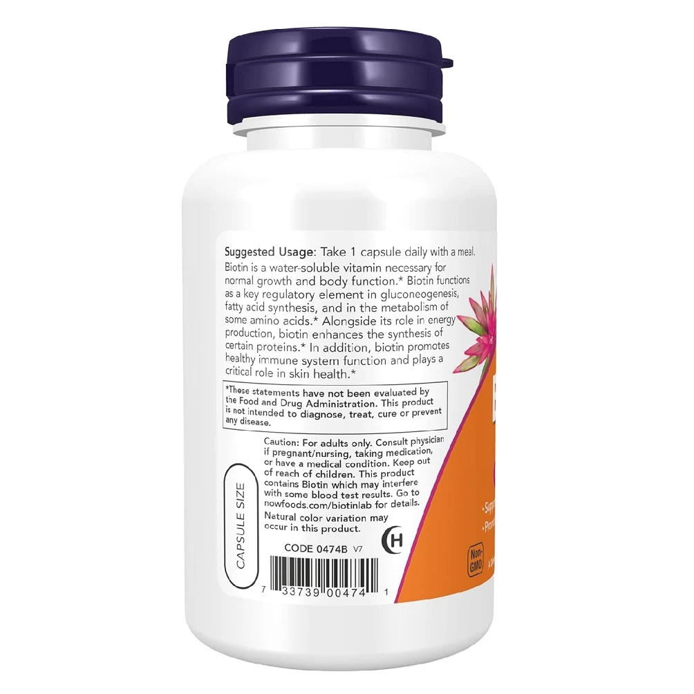 NOW Supplements Biotin 5000mcg 120 Veg Capsules - image 5