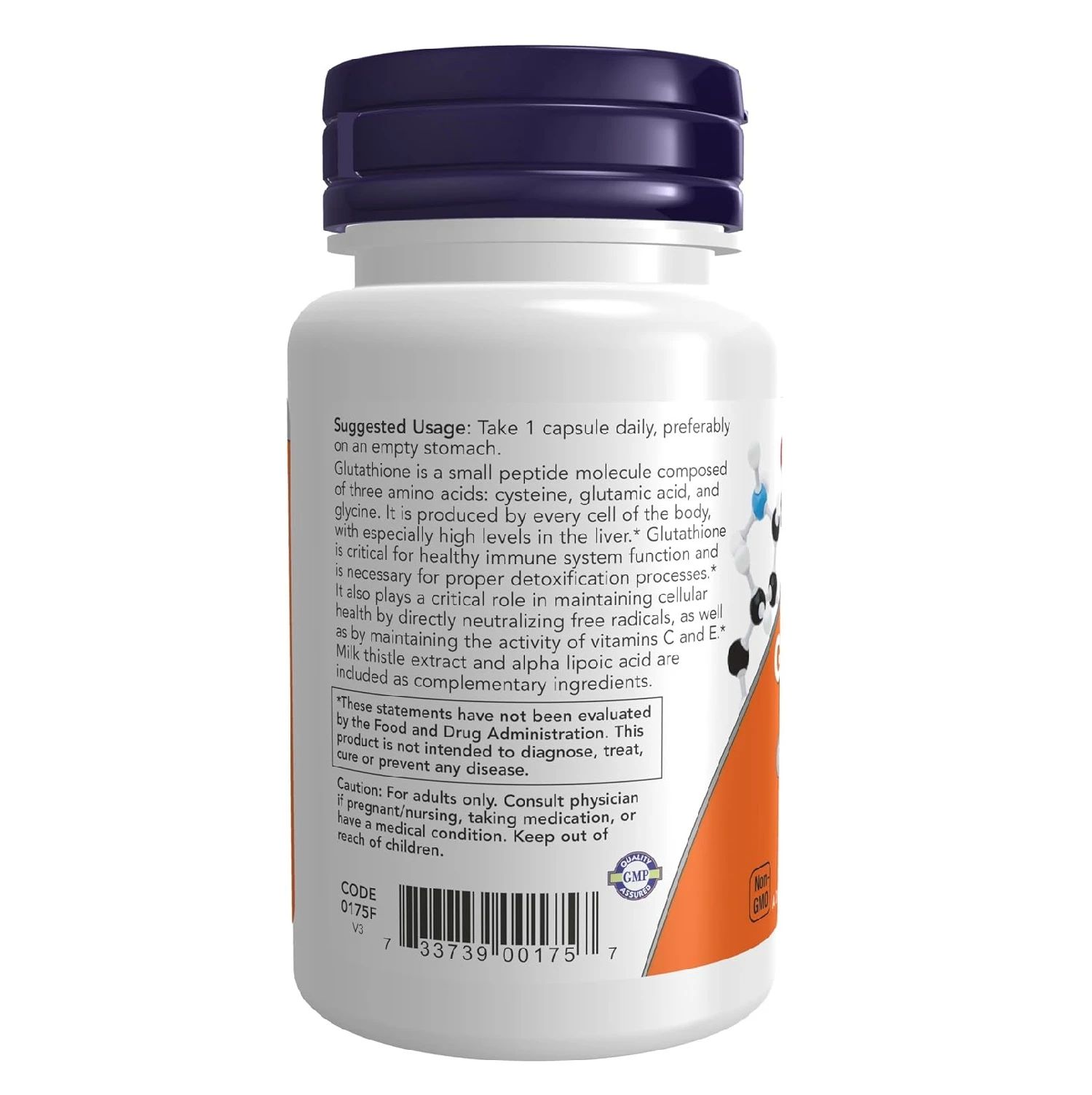 NOW Supplements Glutathione 500mg 30 Veg Capsules - image 3
