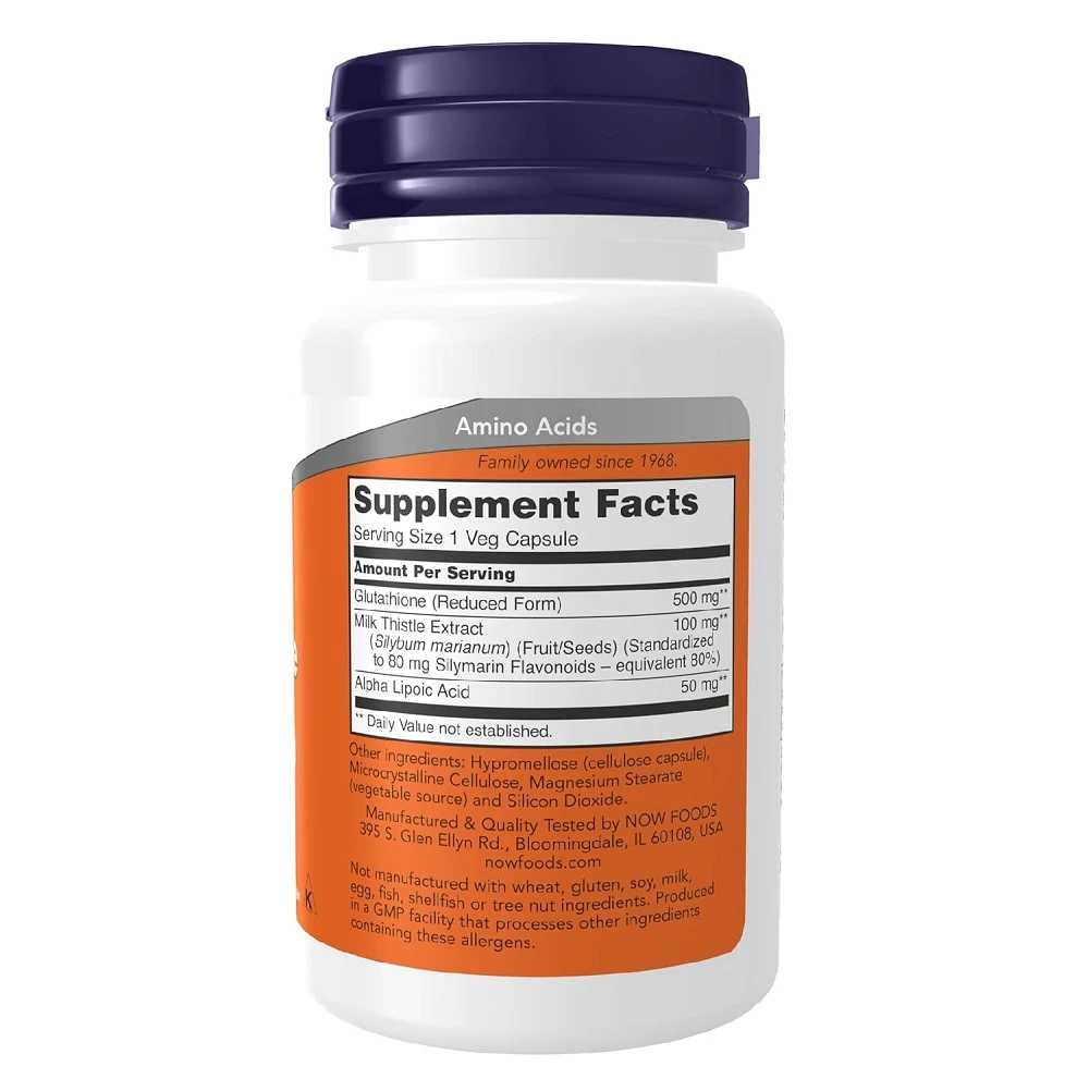 NOW Supplements Glutathione 500mg 30 Veg Capsules - image 4