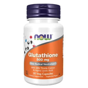 NOW Supplements Glutathione 500mg 30 Veg Capsules