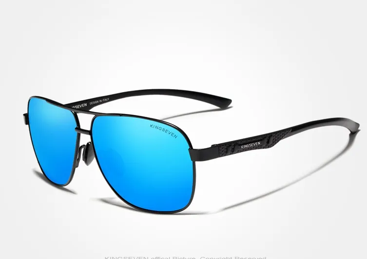 Kingseven Black Blue Polarized UV400 Mirror Aluminum Sunglasses - image 1