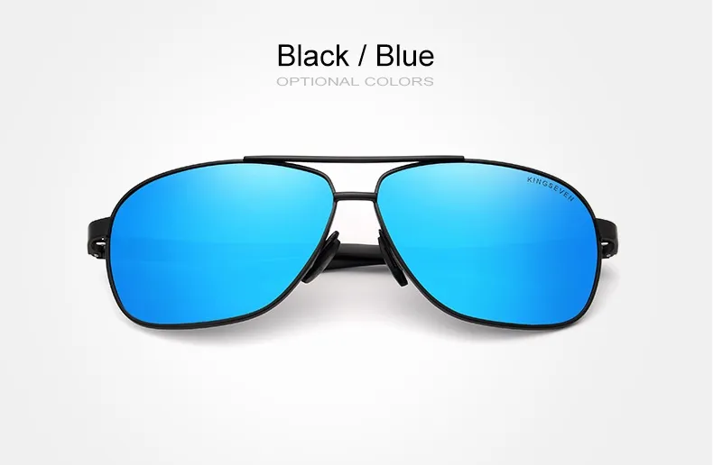 Kingseven Black Blue Polarized UV400 Mirror Aluminum Sunglasses - image 2