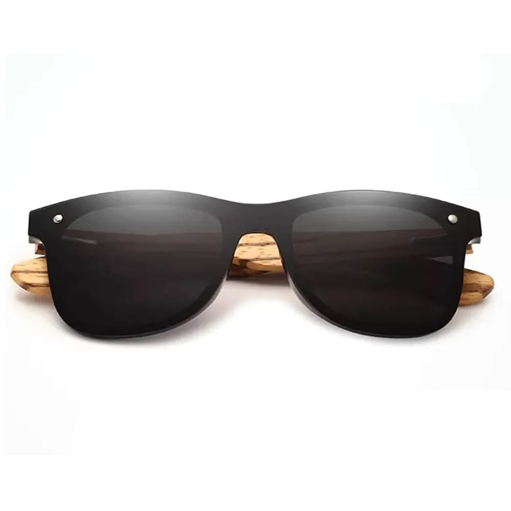 Kingseven Zebra Wooden Frame Mirror Square Flat Lens Polarized